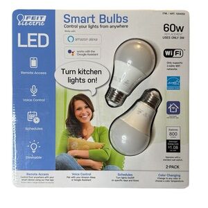 Feit Smart Bulbs LED 2-Pack WiFi Alexa/Google 60W Eq
